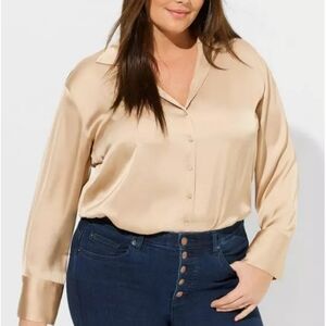 Torrid Cream Satin Blouse